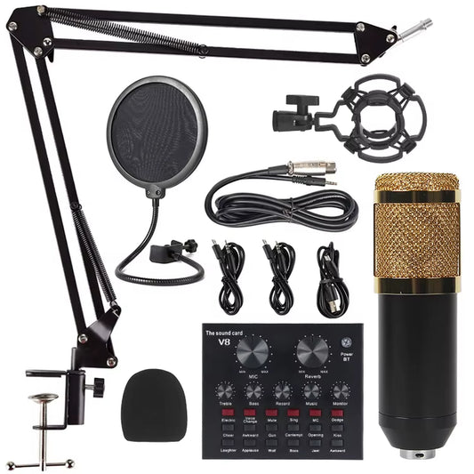 BM800 Condenser Microphone Kit with V8 Sound Card Set for Live Streaming Mic